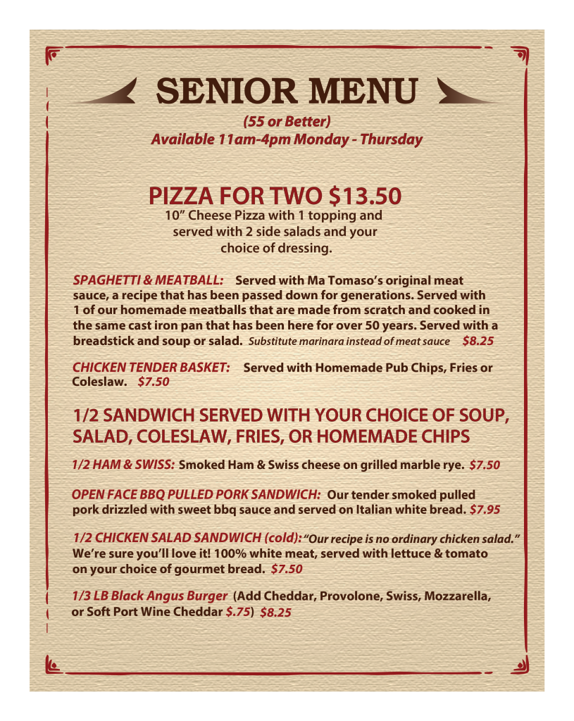 Senior Menu